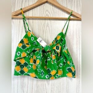 aerie Knotted Crop Top, Women's Size S, Green NWT